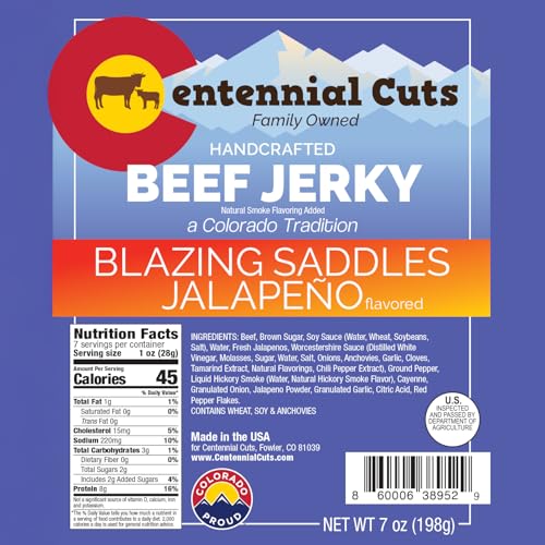 Image of Centennial Cuts Beef Jerky - Blazing Saddles Jalapeno - High Protein, Bold Jalapeno Flavor - 7 oz Snack