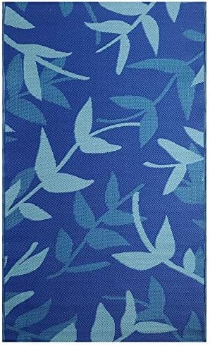 ICustomRug Outdoor Rug Mat- Foliage Blue 5'X8' Reversible Picnic and Beach Area Rug, Perfect for Patio, Camping, Sunroom, and Any Outdoor Space - 2