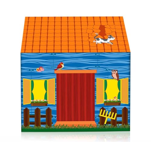 Image of Kids Play Tent House for Boys & Girls | Foldable Toy House for Indoor & Outdoor Fun | Tent House for Kids 2 to 6 Years | Portable Playhouse Kids House Tent (Farm House Tent)