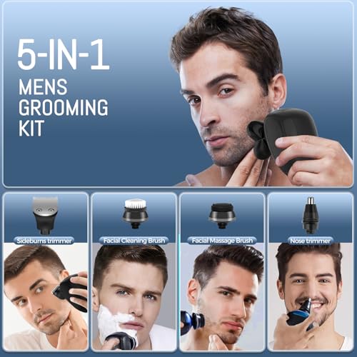 Head-ShaverHead-Shavers-for-Bald-MenElectric-Bald-Head-Shavers-for-Men-5-in-1-Electric-Razor-for-Men-Shaving-Cordless-Mens-Shaver-for-Scalp-Face-Trimmer-Rechargeable-WetDry-Grooming-Kit-Blue