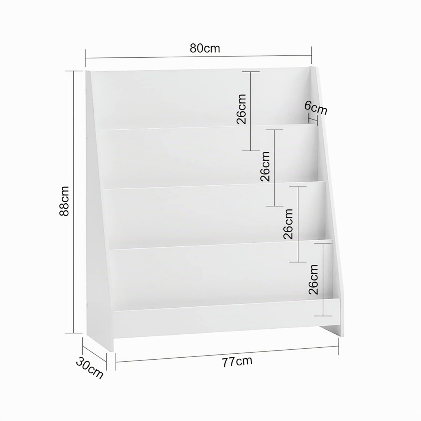 SoBuy Bibliothèque Enfant Rangement Livre Jouet Enfant Bibliothèque Livre 4 Niveaux Étagère à Livres Meuble de Rangement Chambre d'enfant Bureau Salon Blanc 80x30x88 cm KMB32-W
