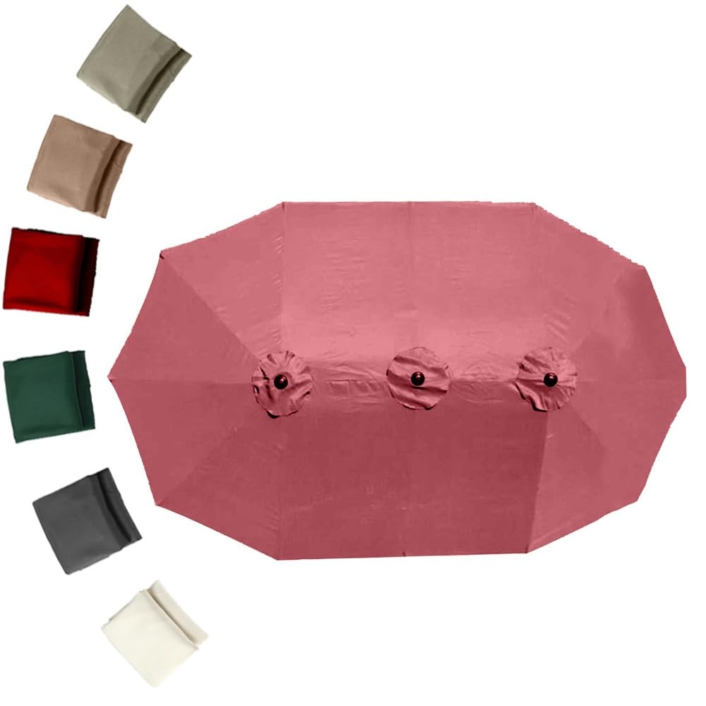 Dwustronny baldachim parasola 15 stóp 12 żeber, duży parasol basenowy, górna osłona przeciwsłoneczna, potrójny rozmiar, wymienna tkanina parasola do patio i ogrodu(Wine Red)