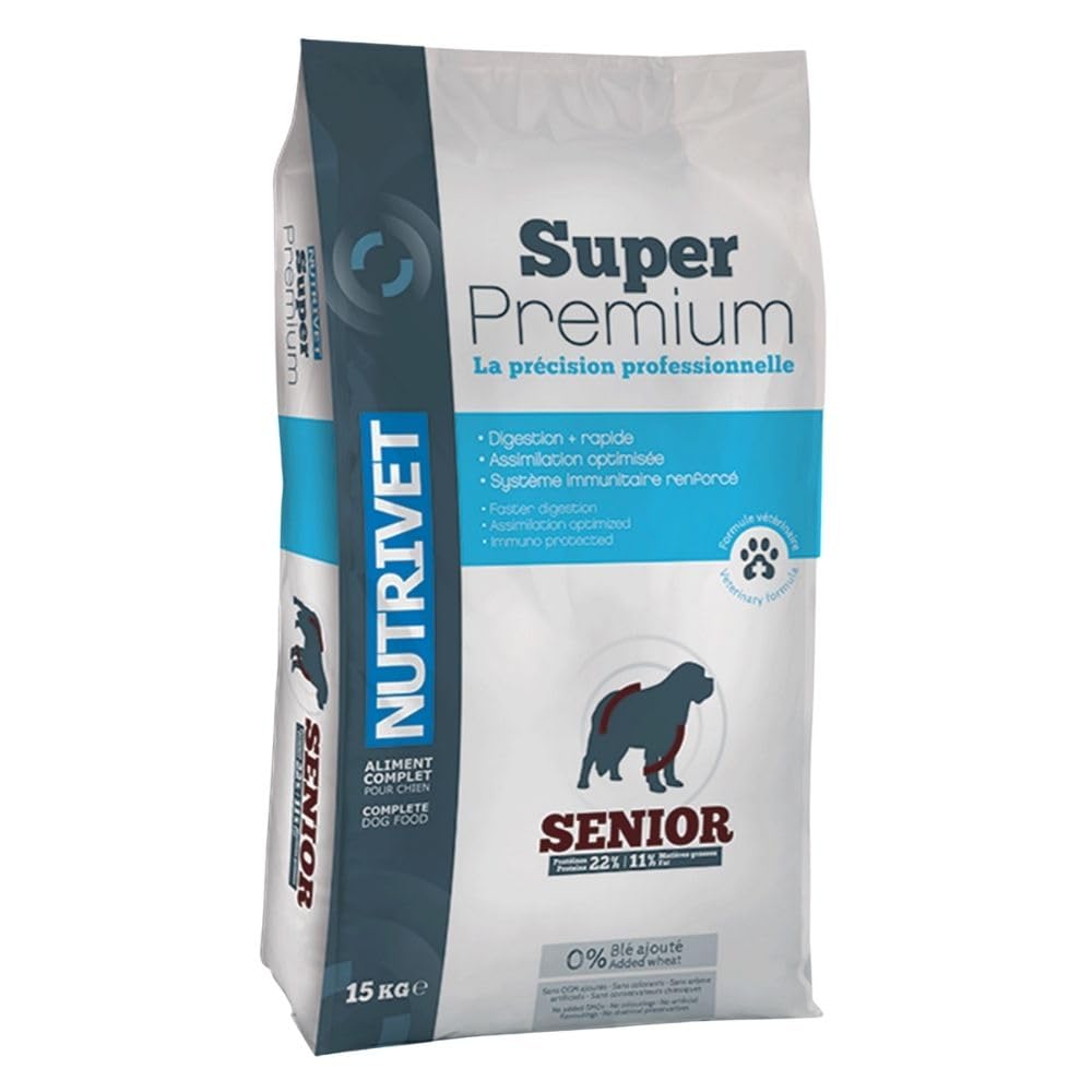 NUTRIVET - Super Premium - Senior - Croquetas sin Trigo - Perro - Rico en proteína Animal - 15 kg