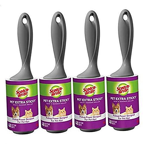 Scotch-Brite Pet Extra Sticky Lint 4, 48 por Rodillo, 192 Hojas en Total