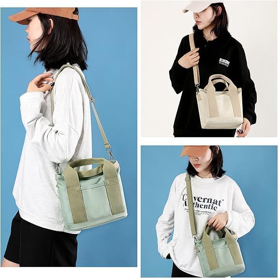New Canvas Handbags for Women Large Capacity Multi Pocket Handbag Shoulder Bag Satchel Hobo Bag for Office and Travel2
