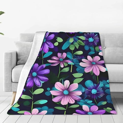 Couverture en flanelle camélia violet 152x127 cm pour lit