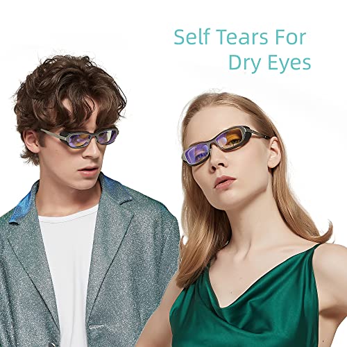 Image of Dry Eye Relief Eyeglass, Blue Light Blocking Moisture Chamber Goggles with Stainless Steel Frame Anti-Pollen&Allergens