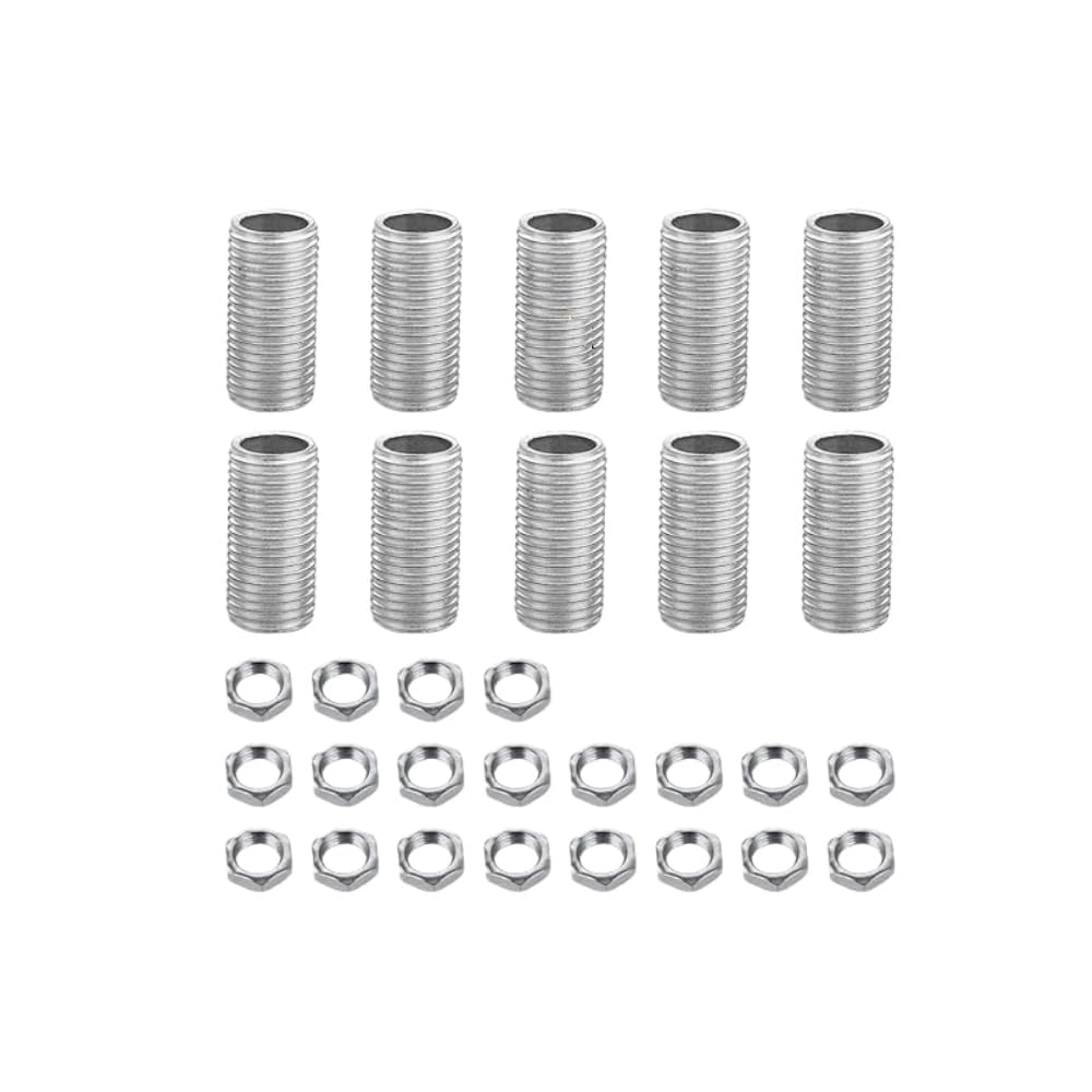 Lamp Pipe Nipple Kit M10 Nipples -30mm/1.2 inch Length with M10 Nuts -3mm/0.12 inch Thickness (Pack of 10)-image-9