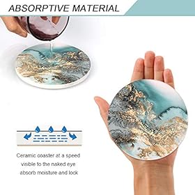Lahome Marble Pattern Coasters - Round Drinks Absorbent Stone Coaster Set with Ceramic Stone and Cork Base for Kinds of… 51PcjVaeYDL. SS280