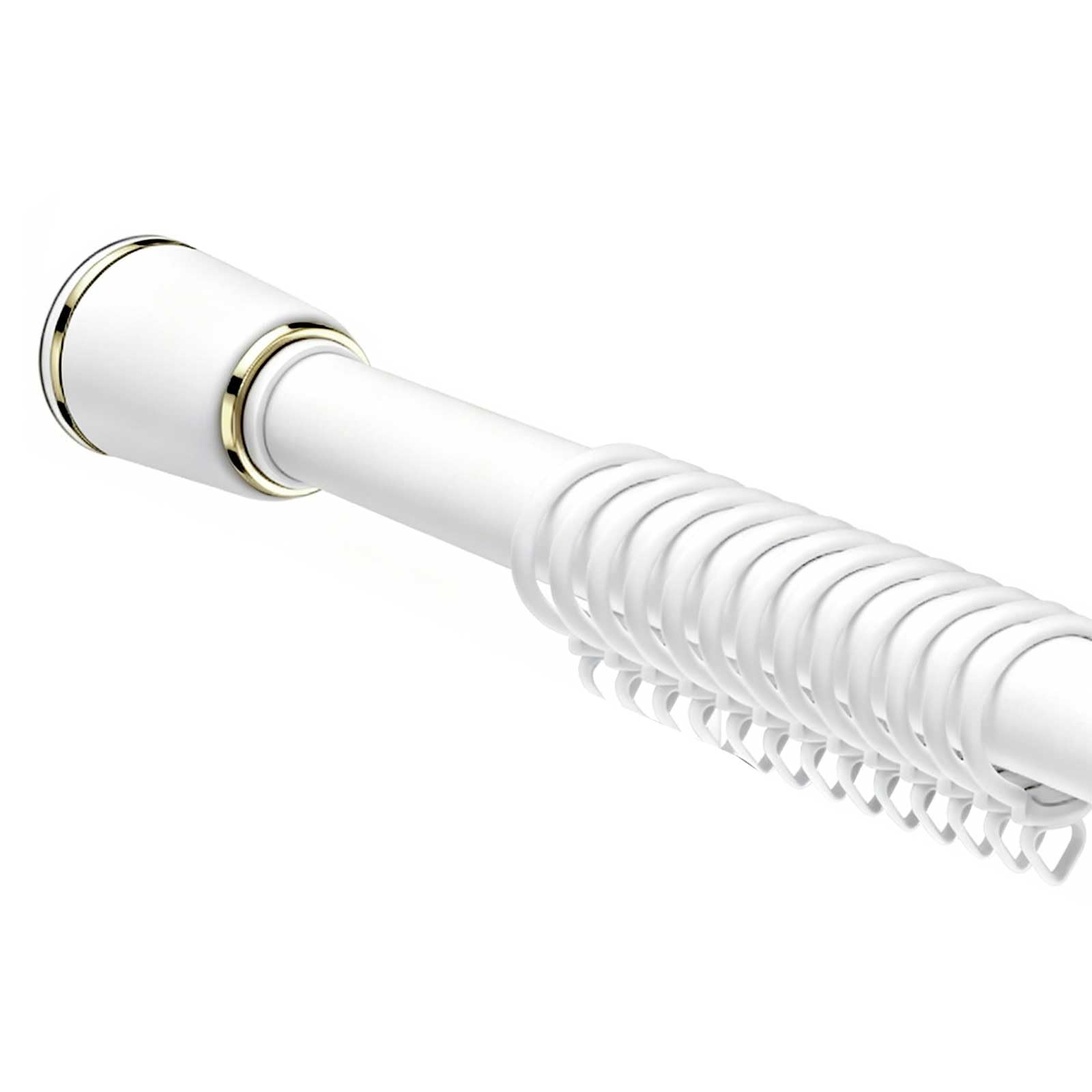 Shower Curtain Rod No Drilling, Stainless Steel Curtain Tension Rods with 20 Curtain Rings, 31-165 In for Home, Bathroom, Window(White,1.18-1.68m/46.5-66in)