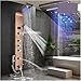 LED Bathroom Shower Panel 6 Modes Intelligent LCD Shower Column Rose Gold Rain Waterfall Bath Systems With Massage Jet Mixer Tap(Rose Golden 8007)