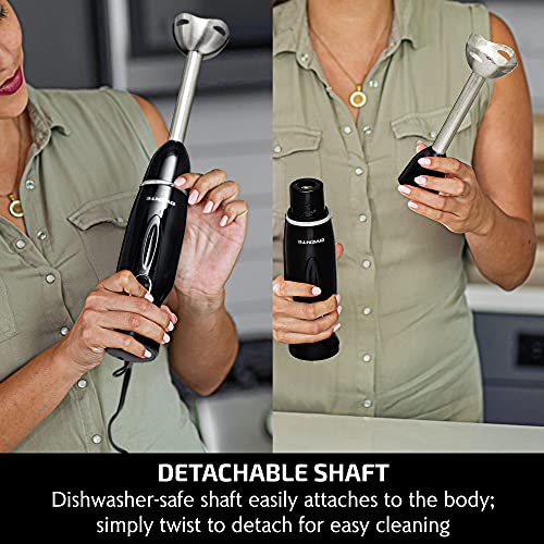 OVENTE Immersion Hand Blender, 300W Electric Handheld Portable Stick Mixer with 2 Mixing Speed and Stainless Steel Blades for Effortless Blending Smoothies, Shakes, Puree or Baby Food, Black HS560B image 5