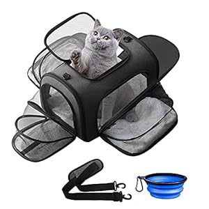 Looxmeer Faltbare Tragetaschen Transportbox für Hunde, Transporttasche mit Langlebigem Material und Atmungsaktivem Design, Hundetragetasche leicht zu reinigen, 5 Weise zu tragen, Grau+ Schwarz