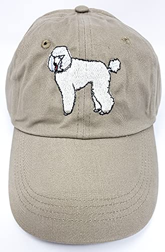 White Poodle Baseball Cap Hat Custom Embroidered Cotton Unisex Adjustable Size