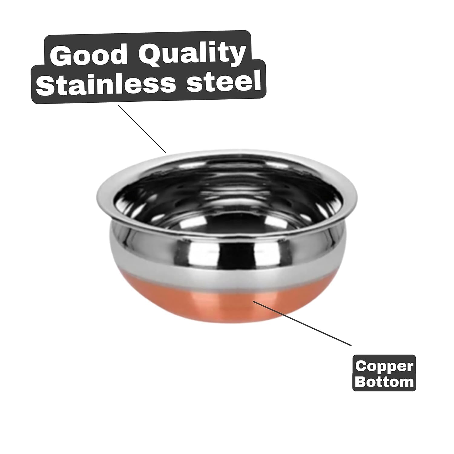 ALWAFLI Stainless Steel Handi Set - Copper Bottom -2