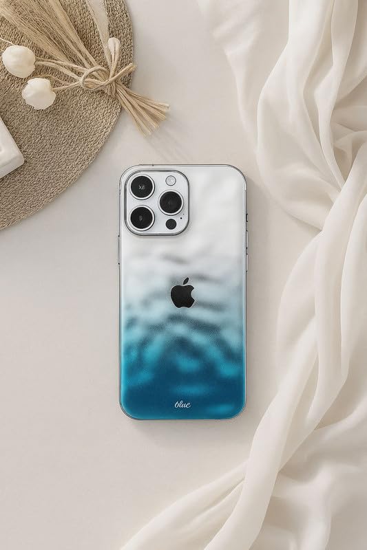 Image of COVERLY Luxury Ombre Blue iPhone 12 Pro Case - Shockproof Soft Silicone Back Cover with Camera Ring & Gold Detailing | Slim Gradient Mobile Cover for Girls & Women | Compatible with iPhone 12 Pro