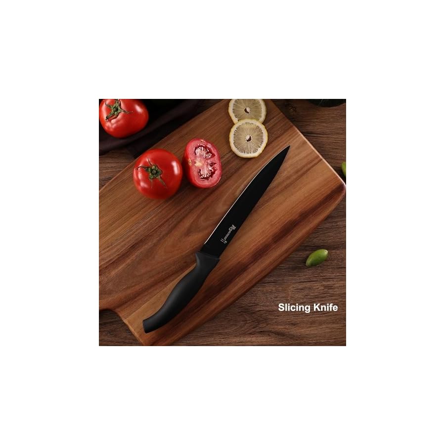 ROMANTICIST-Kitchen-Knife-Sets-10PCS-High-Carbon-Stainless-Steel-Knife-Sets-with-Block-Black-Knife-Block-Set-Knives-Set-for-Kitchen-with-Anti-slip-Handle-Exquisite-Knives-Set-New-Home-Essentials ROMANTICIST 10-Piece Kitchen Knife Set with Block – High Carbon Stainless Steel Knives with Black Handles