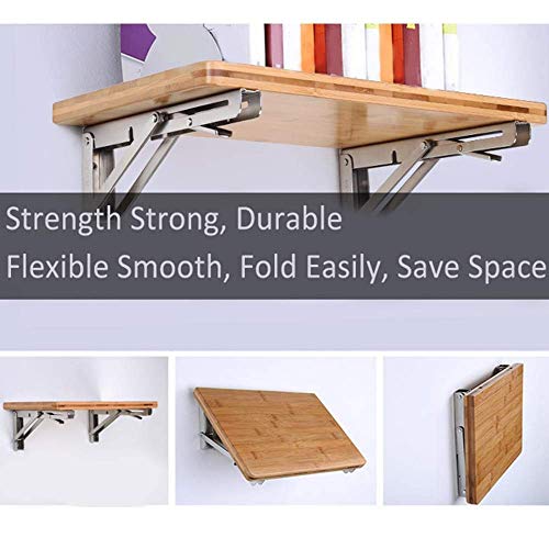 ZOMCHAIN Folding Shelf Brackets 12 inch Heavy Duty Stainless Steel Collapsible Bracket,Hinge Wall Mounted for Space Saving,Table Work Bench, DIY Bracket, 2 PCS
