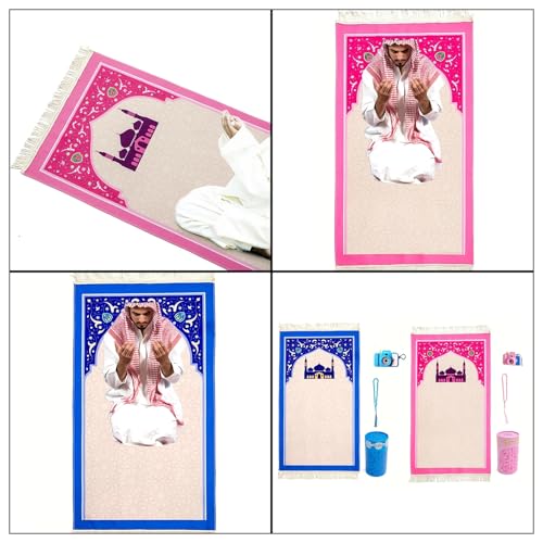 Manta de oración para niños musulmanes alfombra portátil suave tapetes de oración 3