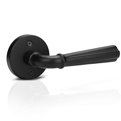 Orger 1 Pack Matte Black Dummy Door Handle Pantry Door Lock, Non-Turning Interior Closet Door Lever with Round Rosette
