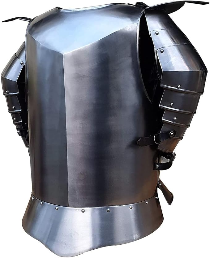 Medieval Times Shoulder Guard Steel Breastplate One Size Fits Most- Cuirass Body Armor Shoulder Guard, Combat Free-Size | LARP, Cosplay Medieval Adult Costumes | Halloween Costume |