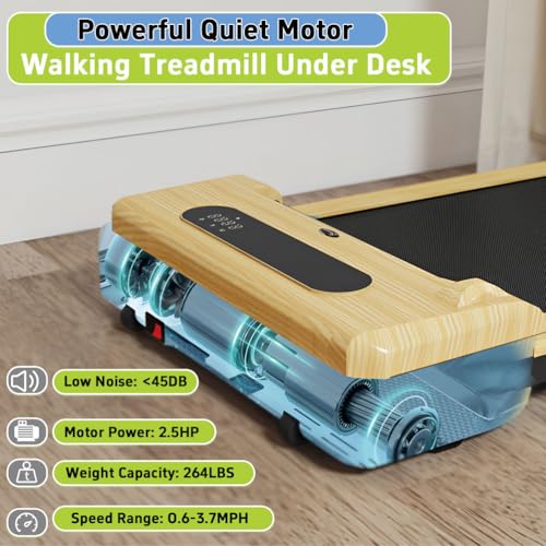 Image of Walking Pad Treadmill for Home, Electric Under Desk Treadmills 0.6-3.7MPH, 2.5HP, Quie Stmall Spaces /Office Mini Running with 264LBS Capacity, Walk Pads