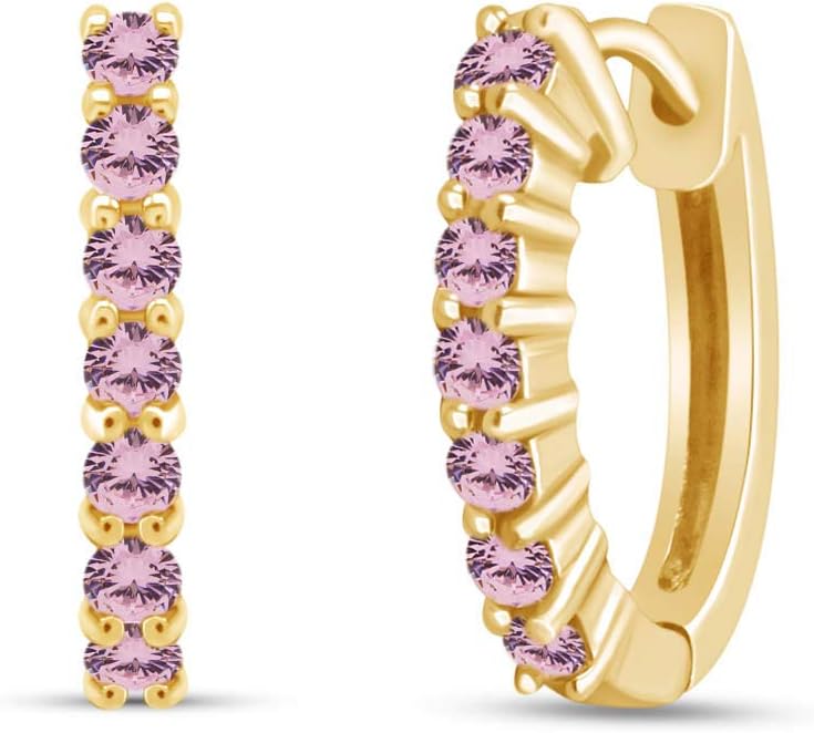 Sterling Silver Round Cut Front Hoop Earrings (0.64" Diameter, 0.7 Cttw)