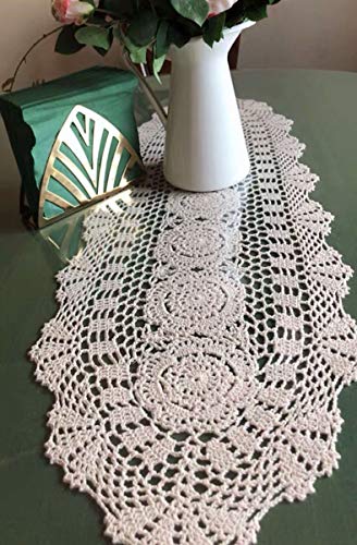 Janef White Handmade Crochet Cotton Table Runner Lace Doilies Doily Oval Dresser Scarves,11.8 By 35 Inches. #TOP4