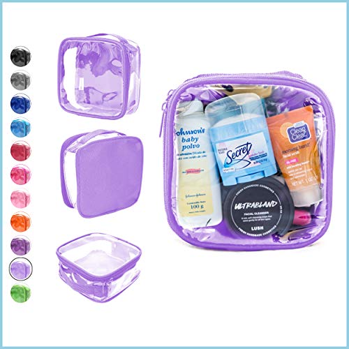 Image of EzPacking Clear TSA Approved 3-1-1 Travel Toiletry Bag for Carry On /Quart Size Transparent Liquids Pouch for Airport Security /Reusable See Through Vinyl & PVC Plastic Organizer Men Women (Lilac)