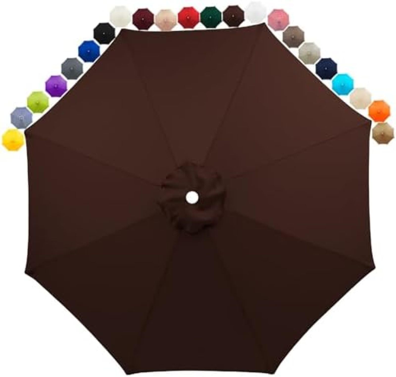8 Ribs Replacement Parasol Canopy, 2m 2.3m 2.5m 2.7m 3m 3.5m Parasol Replacement Cover,Coffee,3 M_CANOPY ONLY