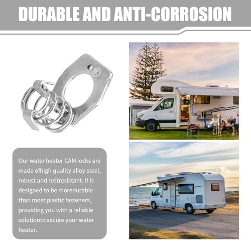 Image of 2 PCS Water Heater Cam Lock, RV Water Heater Cover Latch Fasteners, Stainless Steel Rustproof Door Latch Assembly with Thumb Ring, Universal for RVs Campers Repair Replacement (Silver)