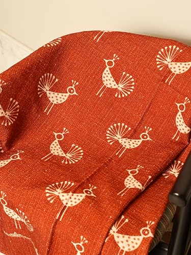 Image of Rajasthani Sacred Geometry Throw 60x50 Inches | Rust Rectangular Mandana Series Decorative Throw Blanket