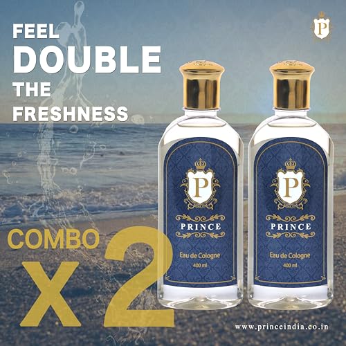Image of Prince Eau De Cologne | Unisex | Premium, Long Lasting, Fresh Fragrance For Men & Women | Pack Of Two 400Ml Bottles | Combo Offer, Liquid