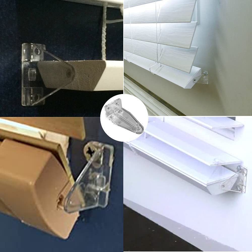 4pcs Hold Down Brackets with Screws Clear Color Bottom Rail Hold Clips for 1.5inch High Profile Blinds (4, 1.5inch)