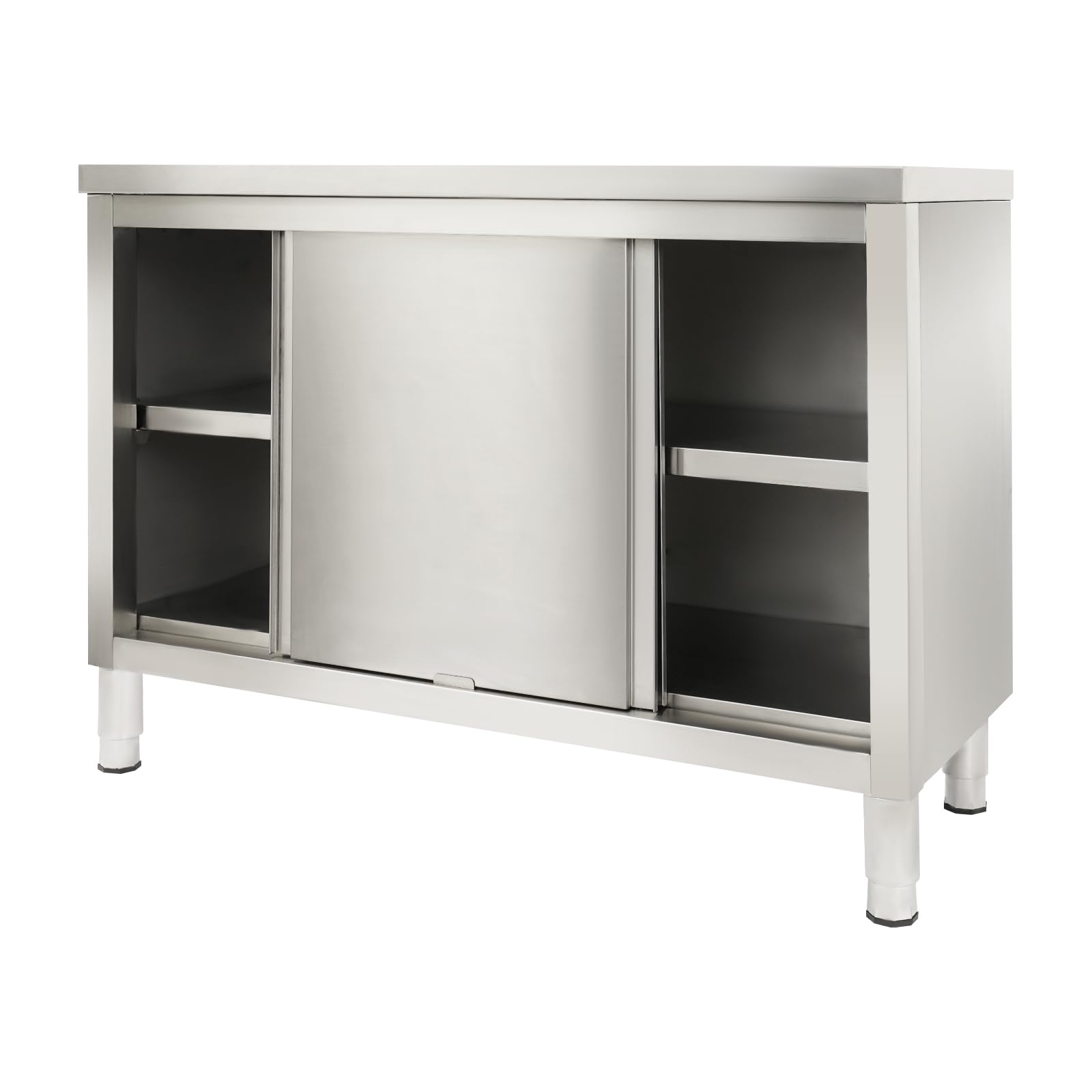Tavolo da lavoro 120 x 50 x 86 cm in acciaio inox con piedini di supporto, tavolo in acciaio inox argento per ristoranti, hotel, mense, cucine domestiche (acciaio inox A)