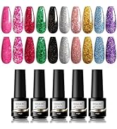 ROSALIND Gel Nagellack, 10 Farben UV LED Gel Nagel Set Schwarzer Rot Blau Violett Glitter Shellac...