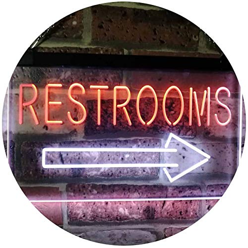 Restroom Arrow Point to Right Toilet Dual Color LED Neon Sign White & Orange 400 x 300mm st6s43-m2049-wo โ image 1