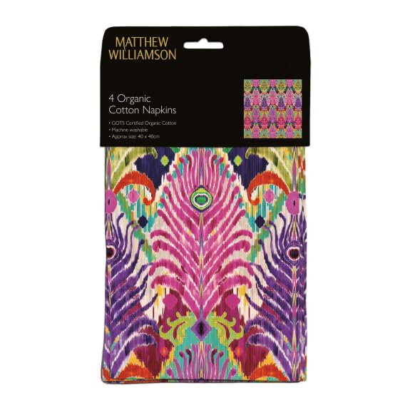 Serviettes en coton bio Matthew Williamson motif paon haut de gamme