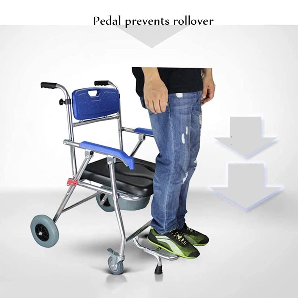 Silla De Ducha 4 En 1, Plegable, con Asiento De Inodoro, Desmontable, Ligera, Plegable, Manual, Autopropulsada, De Aleación De Aluminio (A)(A)