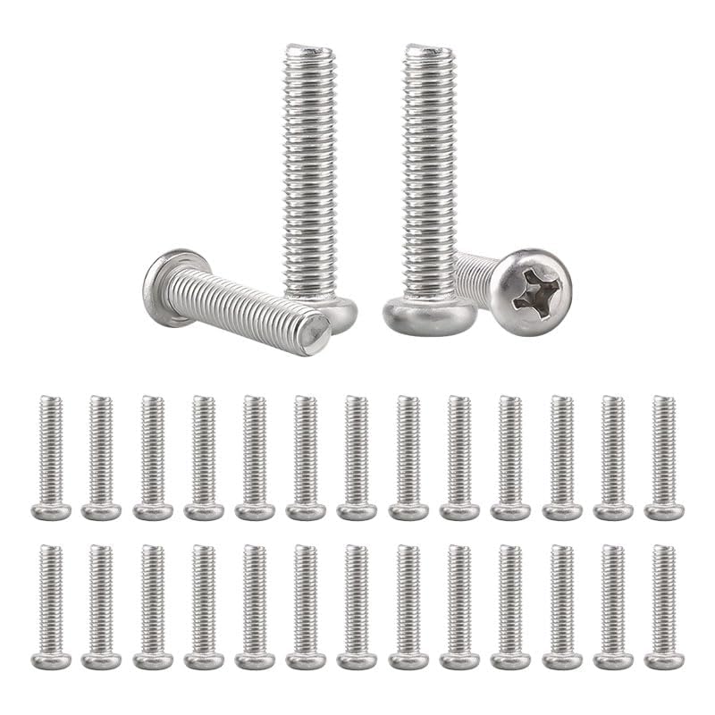 30 Pieces, Metal Natural Color, M2×15mm, Phillips Pan Head Machine Screw, Suitable for Machinery, Furniture, Automobile, Motorcycle Maintenance, Electronic Products, Ship Assembly