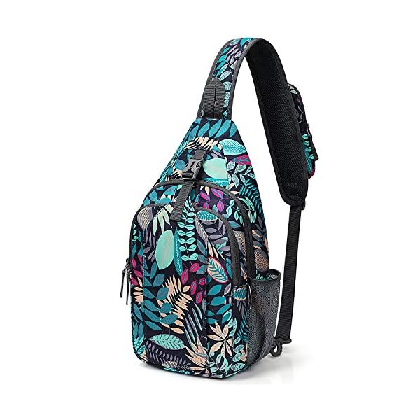 G4Free Sling Bag RFID Blocking Sling Backpack Crossbody Chest Bag Daypack for Hiking Travel(Maple Leaf Blue)