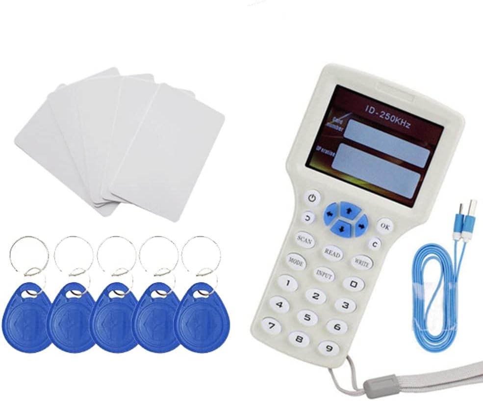 English Human Voice Prompt Portable Intelligent 3.2 Inch LCD Display Screen Radio Frequency Identification Devices Reader Writer Copier Duplicator for 125Khz 13.56MHz Cards Access Control Cards