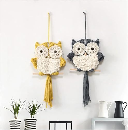 Miniatura 6 de BYVUTE Tapiz de macramé para colgar en la pared, tapiz decorativo hecho a mano, tejido bohemio, adorno bohemio de animales para colgar en la pared,