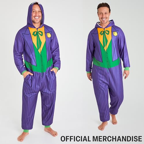 DC Comics Joker Mens One-Piece Pajamas with Hood, Fleece Loungewear - Mens Gift2