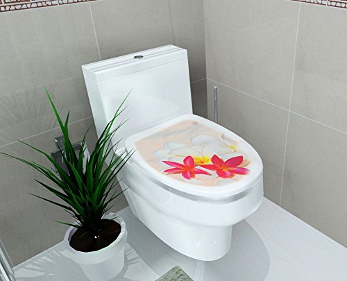 Flower Decor Decals For Toilet Lid Seat Cover Bathtub, Frangipani Flower Stickers For Car Home Removable Waterproof Vinyl Decals For Lavatory Bathroom Washroom #TOP21
