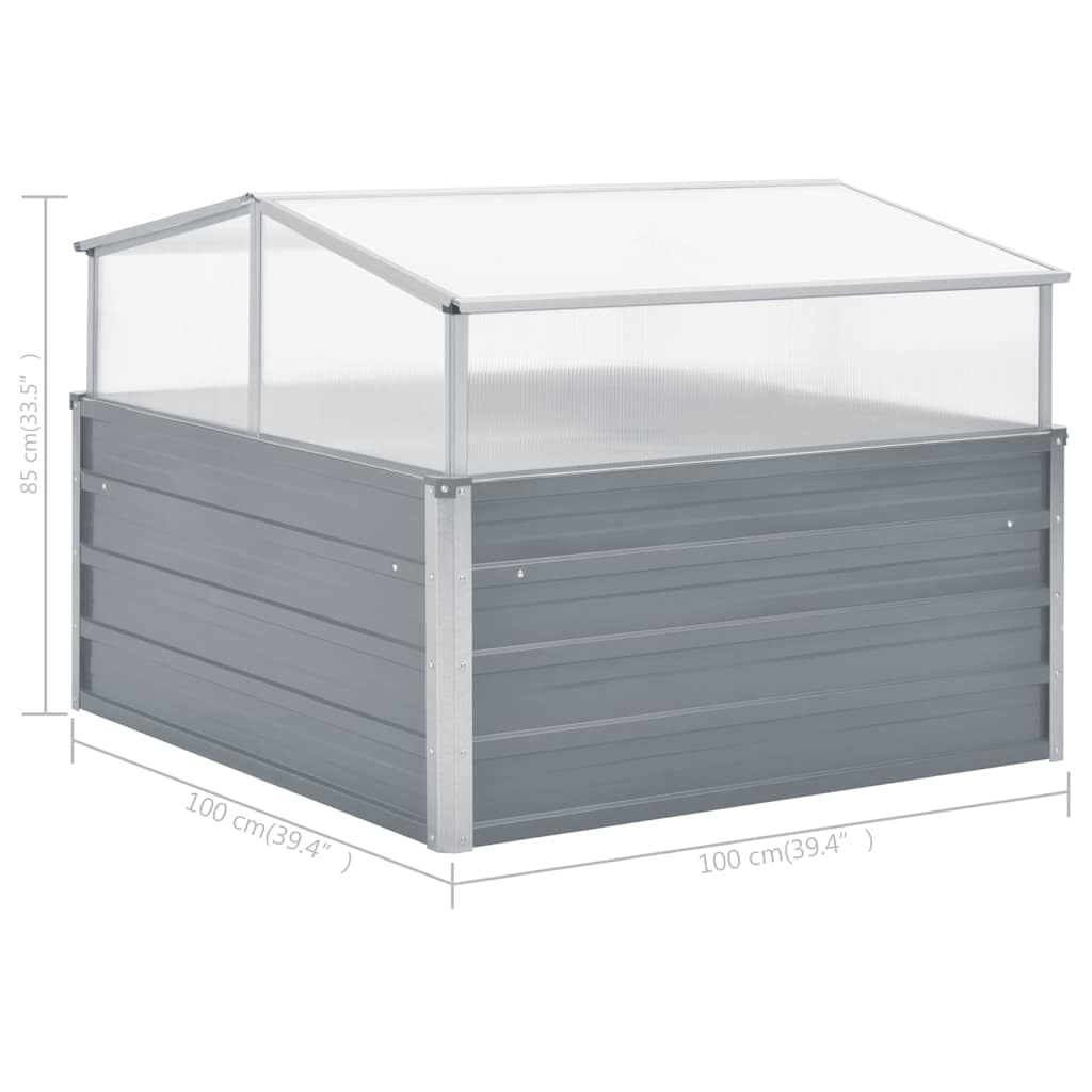 Gewächshaus Grau 100x100x85 cm Verzinkter Stahl Aluminiumrahmen Pflanzgefäß für Balkon Terrasse Garten Kräuter Anzucht mit Sicherheitskanten