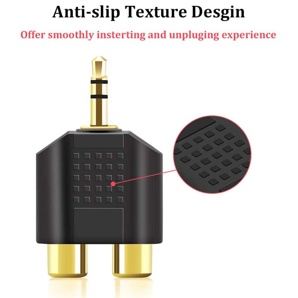 Greluma 4 Pièces 3,5 mm vers Répartiteur RCA, Adaptateur Audio 3,5 mm Stéréo Mâle vers Double RCA Femelle