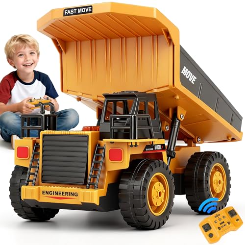 Set De Grue Et Camion Télécommandé – 6 Canaux – Grue Tournante – Pour Enfants Dès 6 Ans – Jeu De Construction Et De Chantier