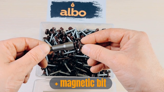 Image of ALBO 200 Pcs #10 x 2 Silver Ruspert-Coated Metal Roof Screws, EPDM Washers | High-Low Threads Help Prevent Loosening, Leak-Resistant Seal, Sharp Point Helps Skip Pilot Holes, Hex Bit Included