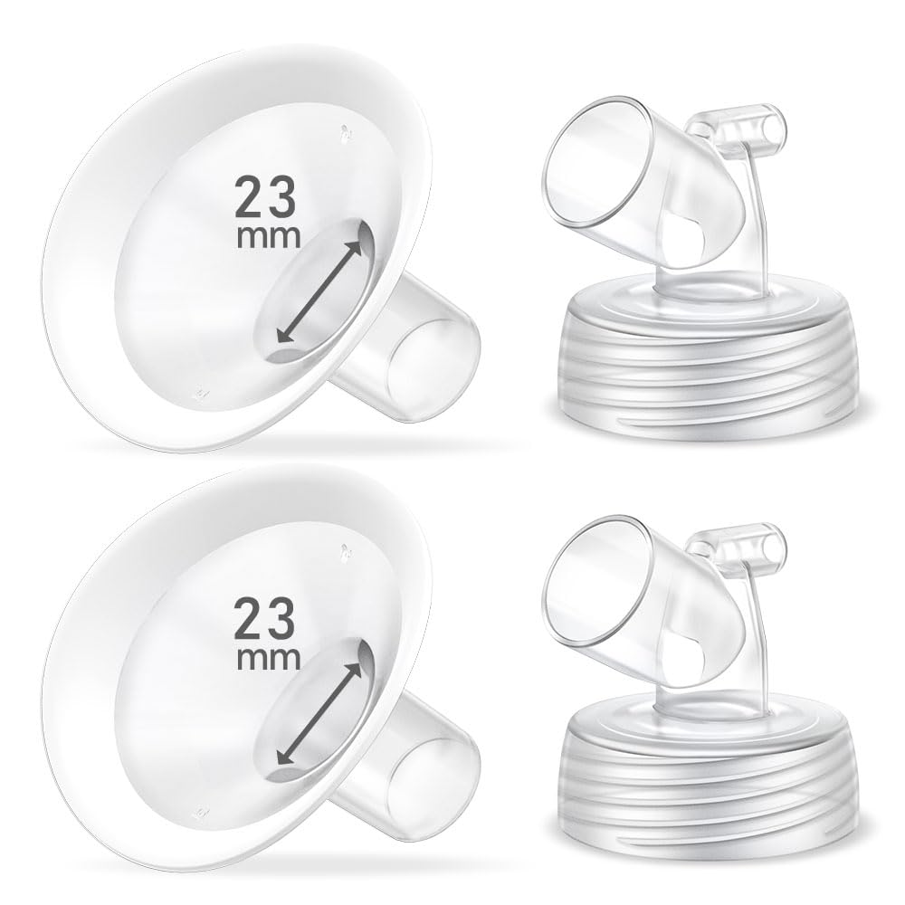Photo 1 of 2 Packs 23mm Flange Set, Updated Soft Rim Shield and Wide Mouth Base Connector Pump Parts for Spectra S2 Spectra S1 9 Plus Breastpumps Accessories, 106 Degree Wider Opening Angel